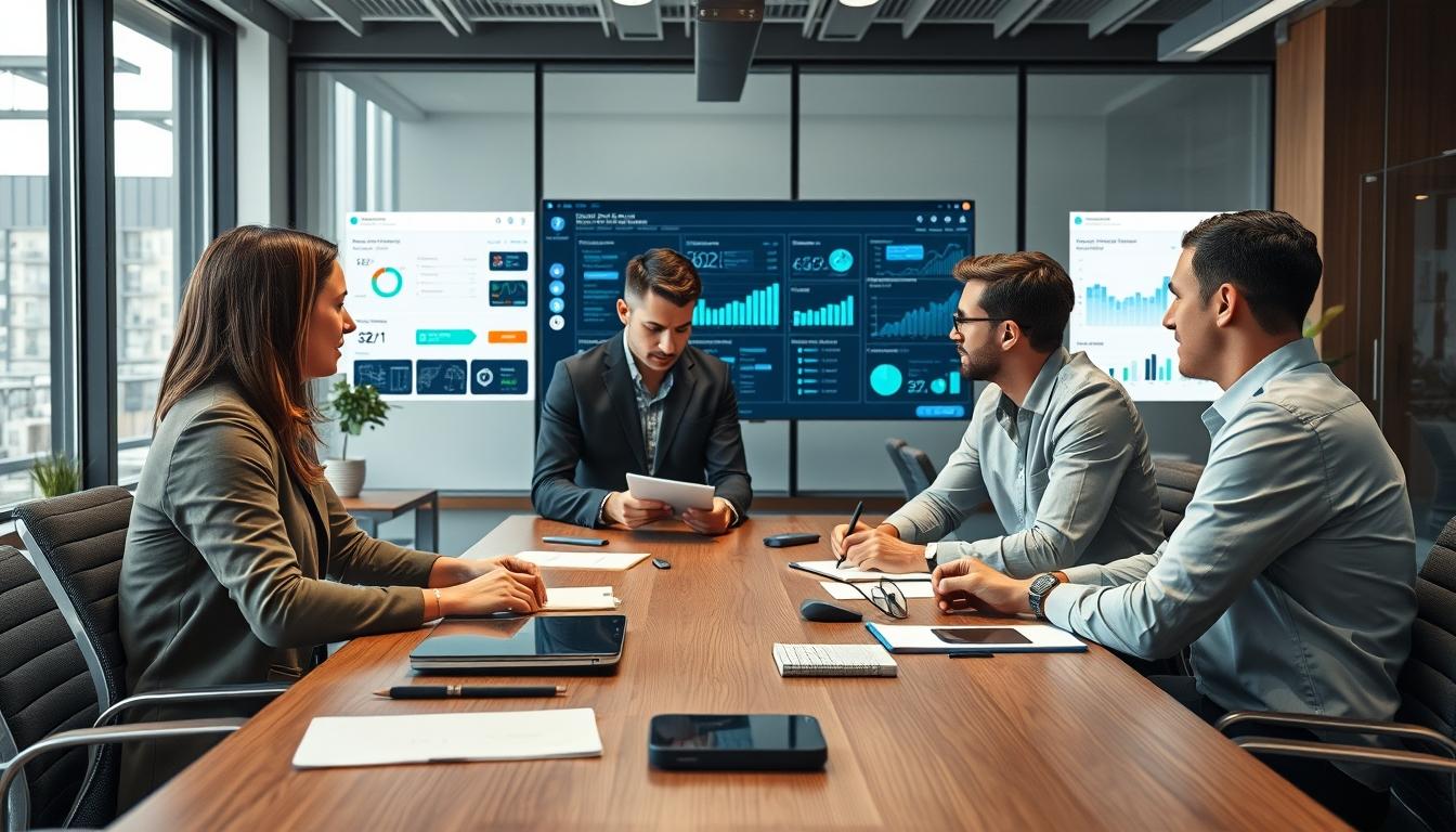 Business software development team collaboration